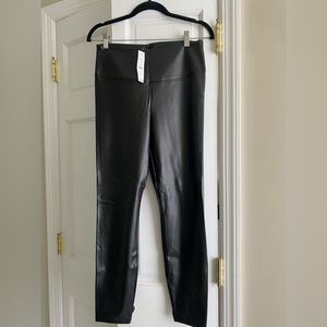 White House Black Market NWT Black Vegan Leather Runway Legging size 10 SHORT